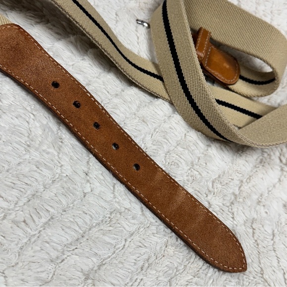 LL Bean men’s belt stretchy tan with black stripe fabric  40 " to center hole - Picture 5 of 7